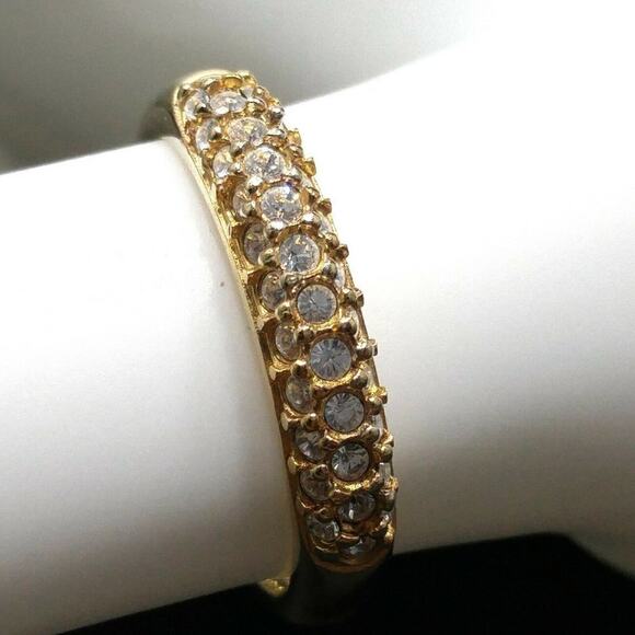 Swarovski Ring Swan Logo 925 Rhinestone Band Size 8.25 Stamped L Swan 925 - Picture 2 of 12